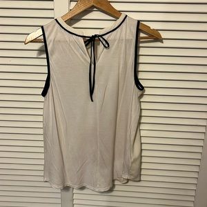 Loft mixed media sleeveless blouse with tie back